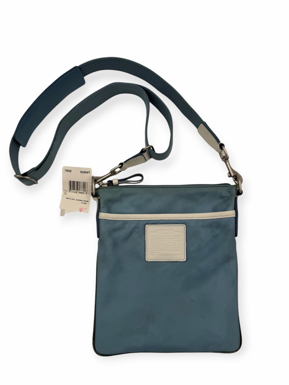 Vintage Coach 7832 Nylon Swing Pack Crossbody Light Blue Sky Blue